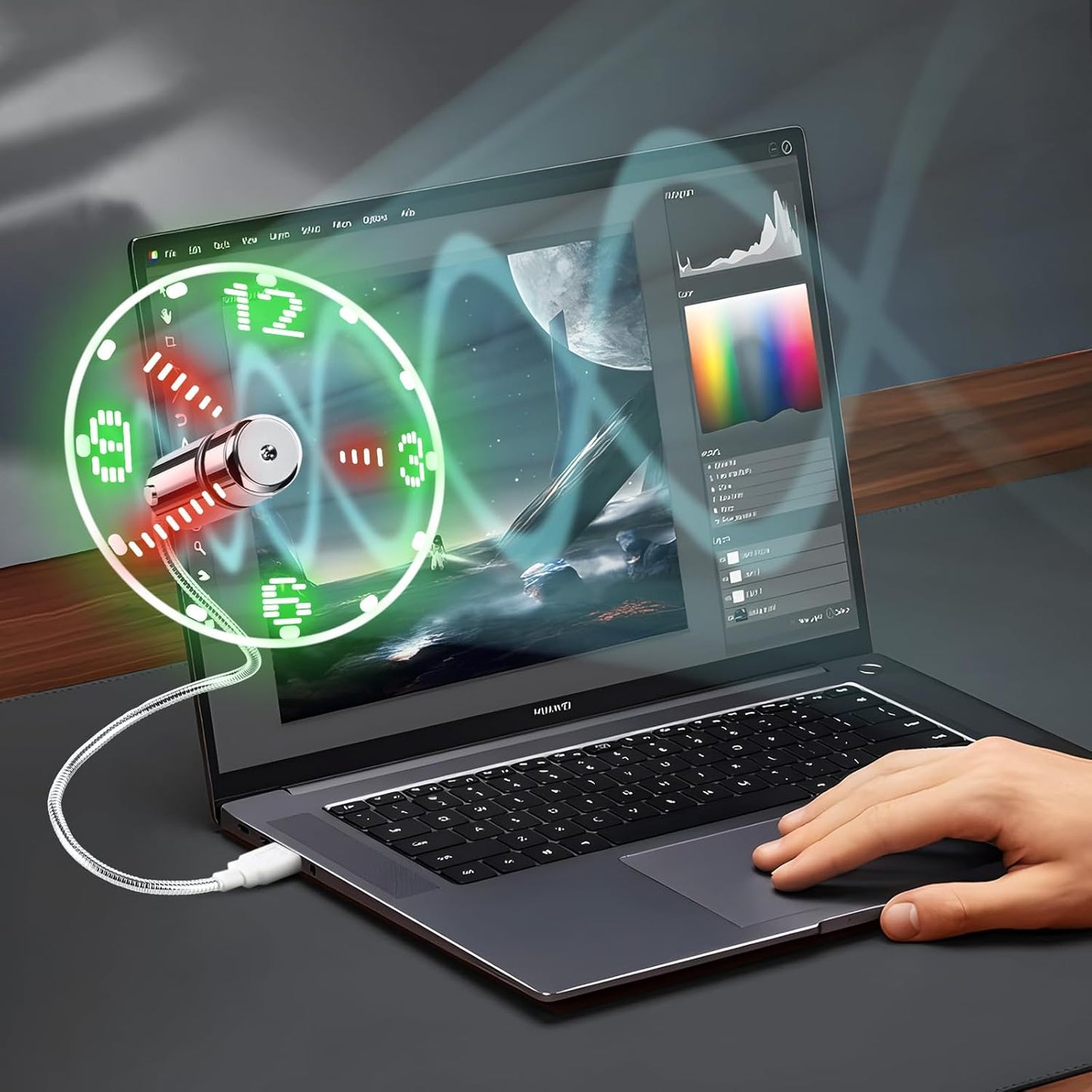 Innovative LED USB Clock Fan - Stay Cool While Telling Time! Perfect for Gifting on Christmas and Father's Day with 1 Year Warranty