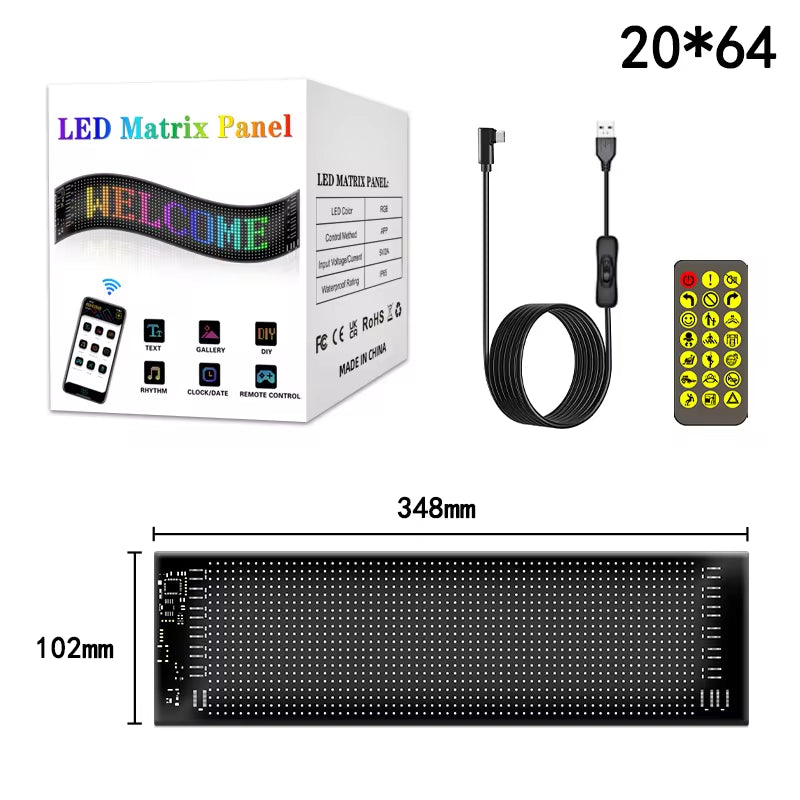Transform Your Space with the RGB LED Car Sign - Programmable Bluetooth App-Controlled Matrix Panel for Creative Displays
