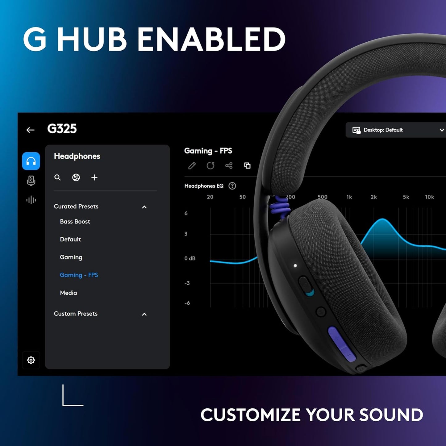 Logitech G325 LIGHTSPEED Wireless Gaming Headset - Immerse Yourself in 24-Bit Audio with All-Day Comfort, Built-In Noise-Cancelling Mic, and 24+ Hour Battery Life for PC, PS5, and Mobile Gaming.