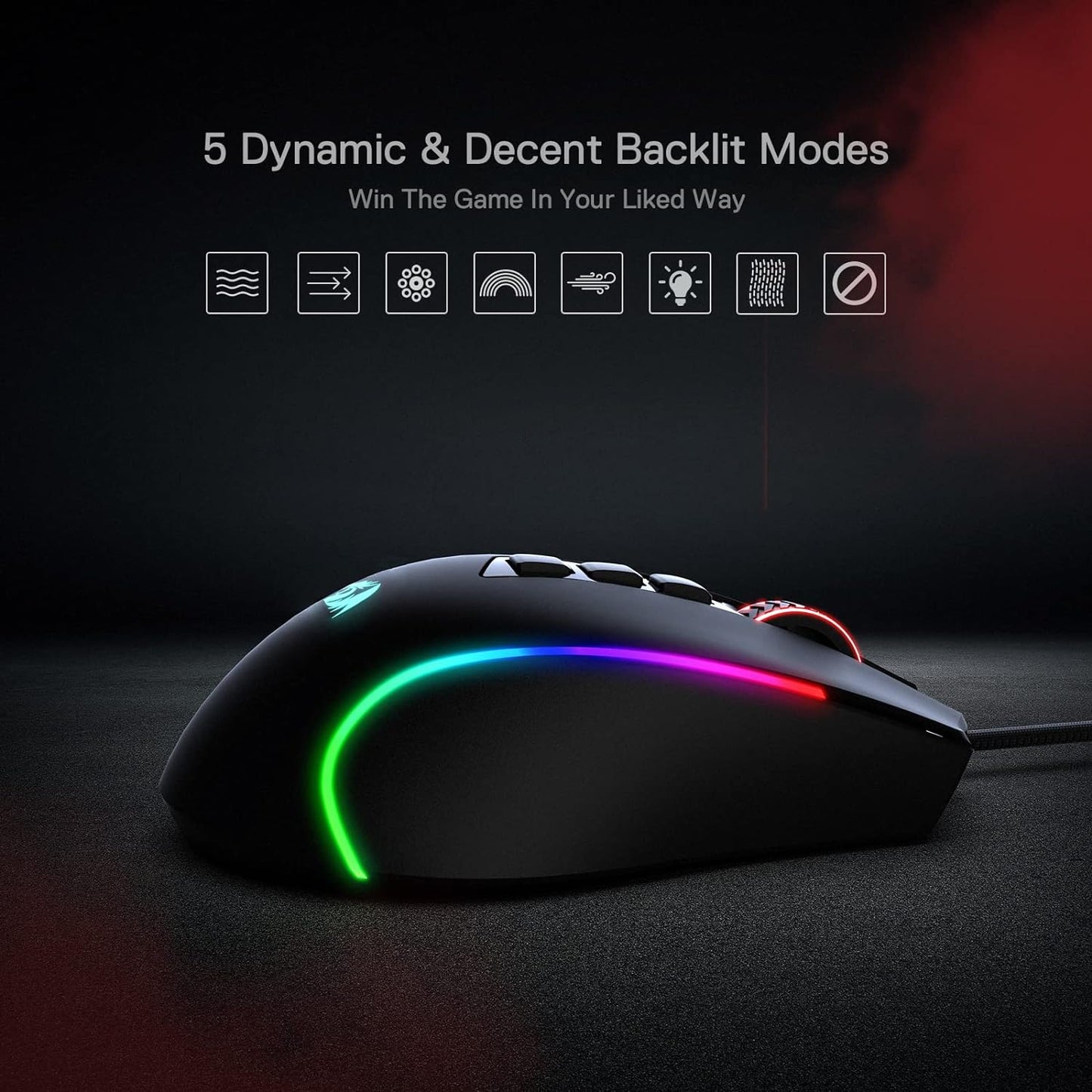 Unleash Your Gaming Potential with the M612 Predator RGB Wired Optical Mouse - 8000 DPI, 11 Programmable Buttons, and 5 Dynamic Backlit Modes!