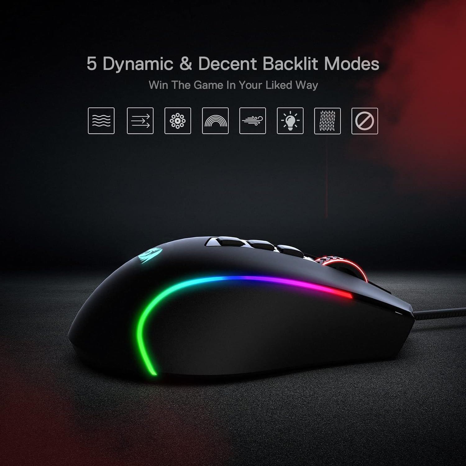 Unleash Your Gaming Potential with the M612 Predator RGB Wired Optical Mouse - 8000 DPI, 11 Programmable Buttons, and 5 Dynamic Backlit Modes!