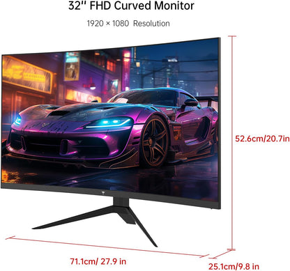Experience Gaming Like Never Before with the 32 Inch FHD 1080P Curved Monitor - Unleash 165Hz Refresh Rate and 1ms Response Time for Ultimate Performance!
