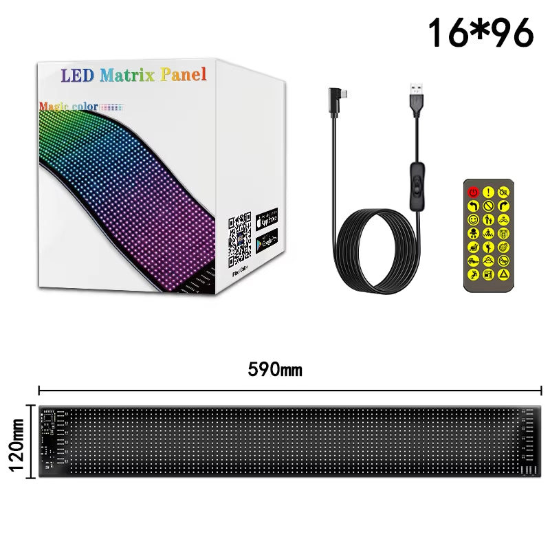 Transform Your Space with the RGB LED Car Sign - Programmable Bluetooth App-Controlled Matrix Panel for Creative Displays