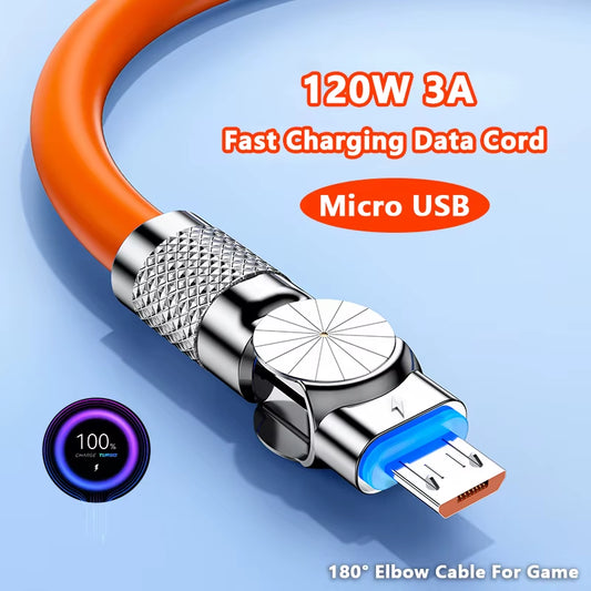 Experience Lightning-Fast Charging with the Micro USB 120W 3A Elbow Data Cable for Samsung Galaxy S7, S5, Xiaomi, and More!
