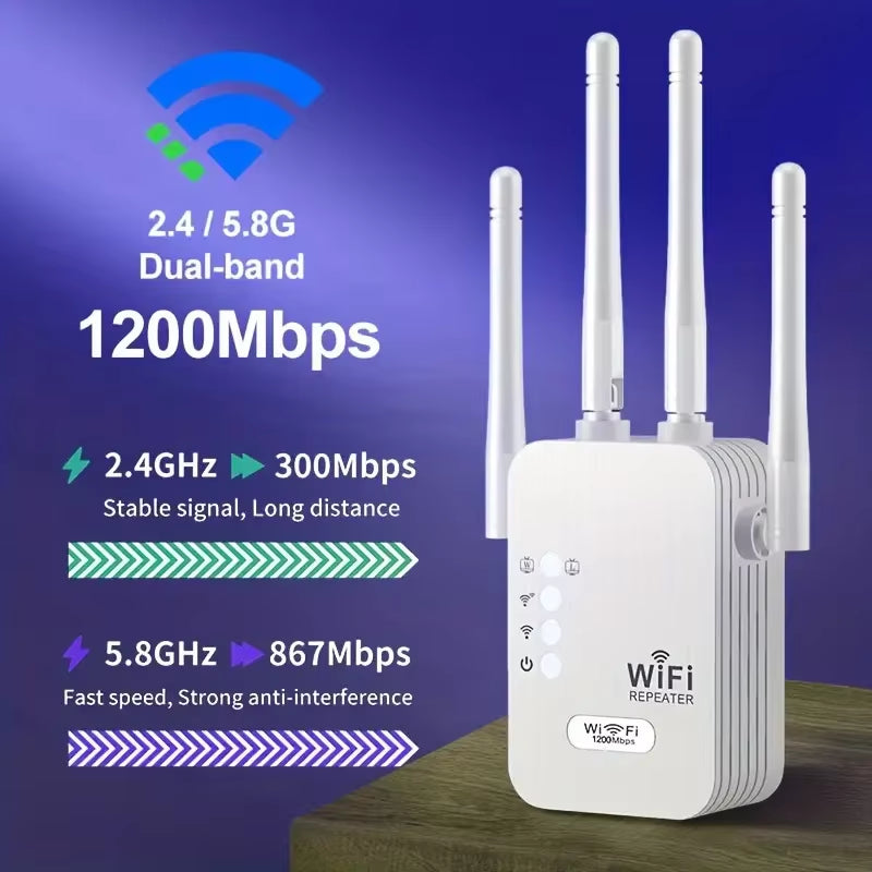 Enhance Your Internet Experience with the 5Ghz 1200Mbps Dual Band WiFi Repeater & Signal Booster
