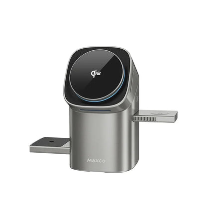 Experience the Future of Charging with the Qi2 Auto-Rotate Touch Magnetic 3 in 1 Wireless Charger - Fast 15W Power for iPhone, Apple Watch, and AirPods