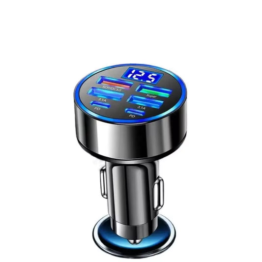 Revolutionary 6-in-1 USB C Car Phone Charger Adapter - Super Fast Dual PD Charging for iPhone, Samsung, and OPPO with Voltage Display!