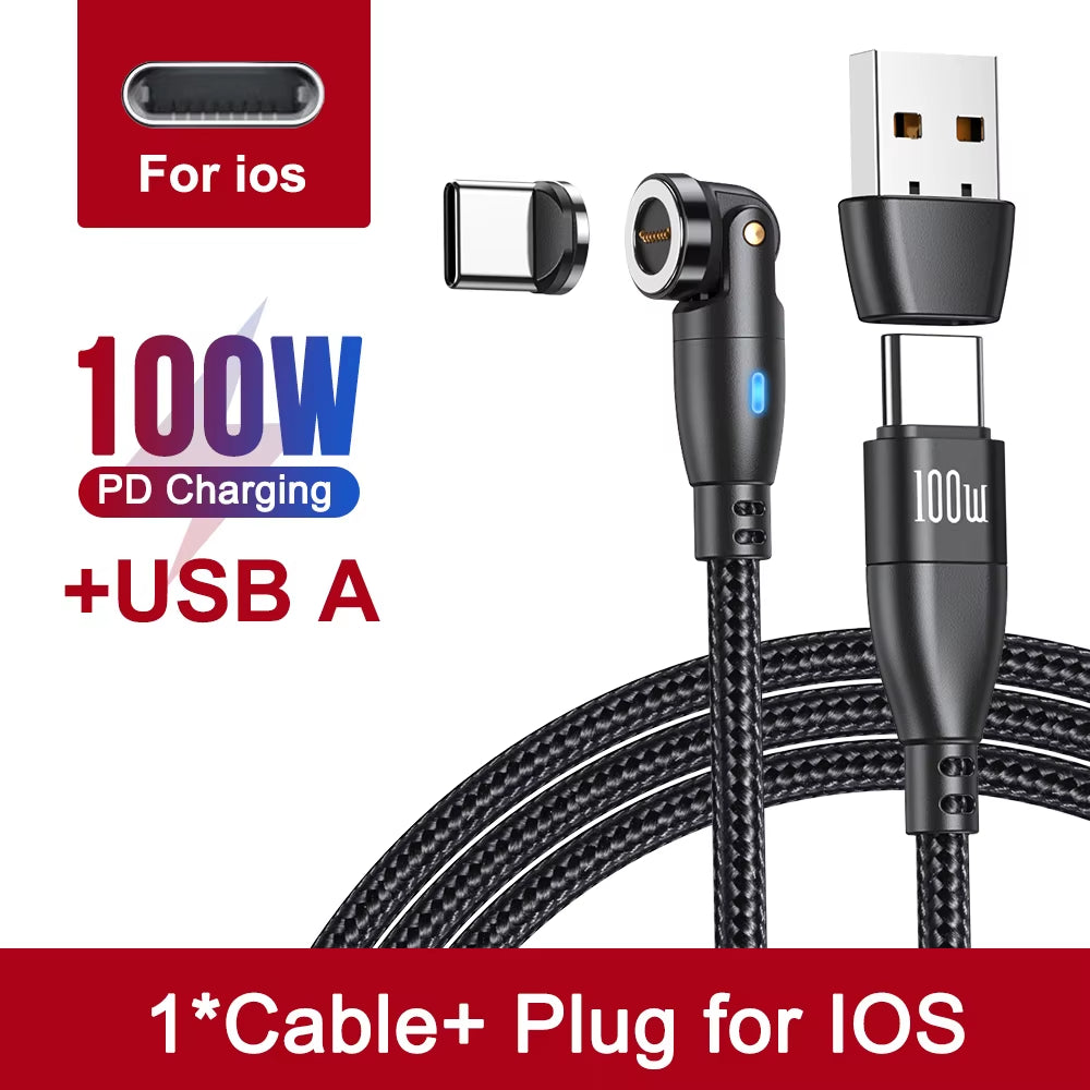 Experience Lightning-Fast Charging with the 100W Magnetic USB Type C Cable - Perfect for iPhone, Samsung, and MacBook!