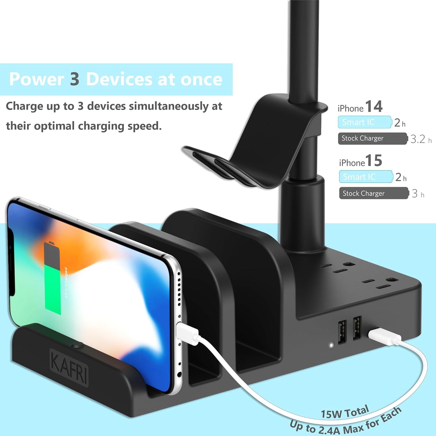 Ultimate Gaming Headphone & Controller Stand with Smart USB Charger - Organize Your Setup with 2 AC Outlets & Versatile Storage for Switch, Phone, and More!