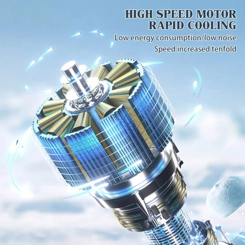 Experience Ultimate Cooling Anywhere with the 100 Turbos Chilled Ice Sensation Mini Turbo Speed Fan - USB Powered, Perfect for Outdoor Adventures, Office, and Dorm!