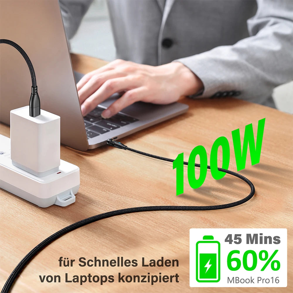 Experience Lightning-Fast Charging with the 100W Magnetic USB Type C Cable - Perfect for iPhone, Samsung, and MacBook!