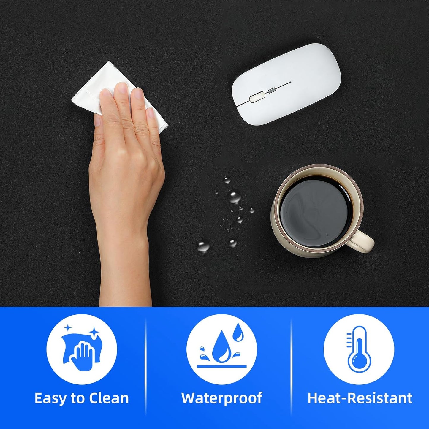Revolutionary 3-in-1 Wireless Charging Mouse Pad - Ultimate Gaming Desk Mat for iPhone, AirPods, and Smartwatches - Large 90 x 40 cm Black Design