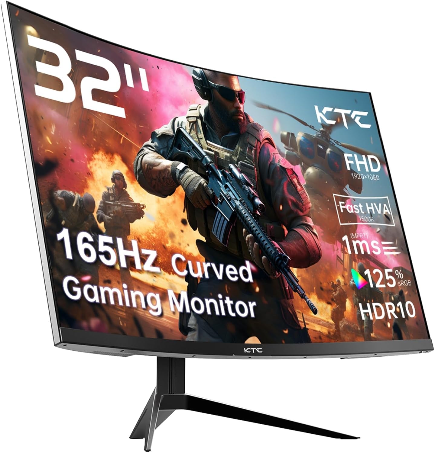 Experience Gaming Like Never Before with the 32 Inch FHD 1080P Curved Monitor - Unleash 165Hz Refresh Rate and 1ms Response Time for Ultimate Performance!
