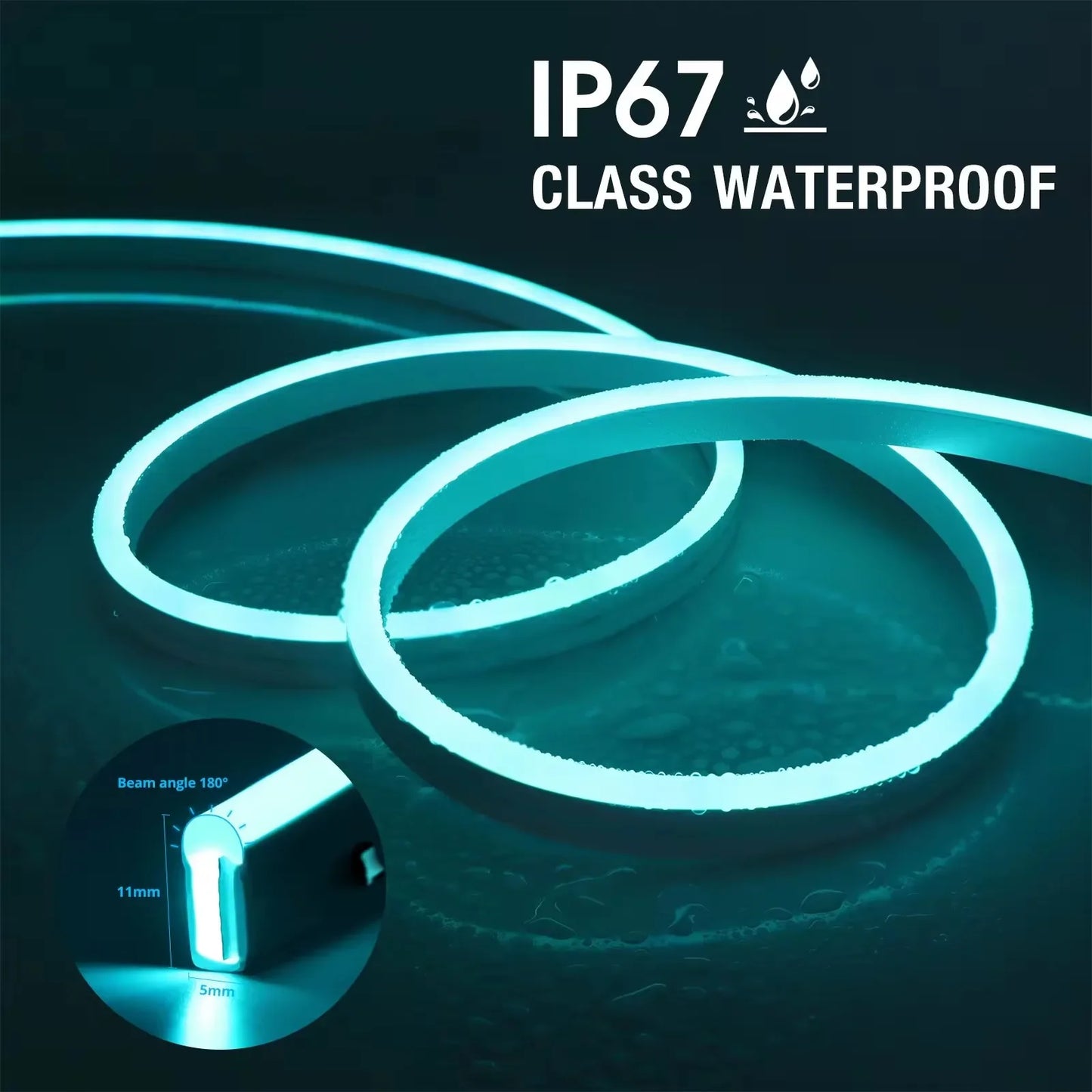 Vibrant RGB Neon LED Strip - Waterproof DIY Lighting for Home Decor with Tuya App Control