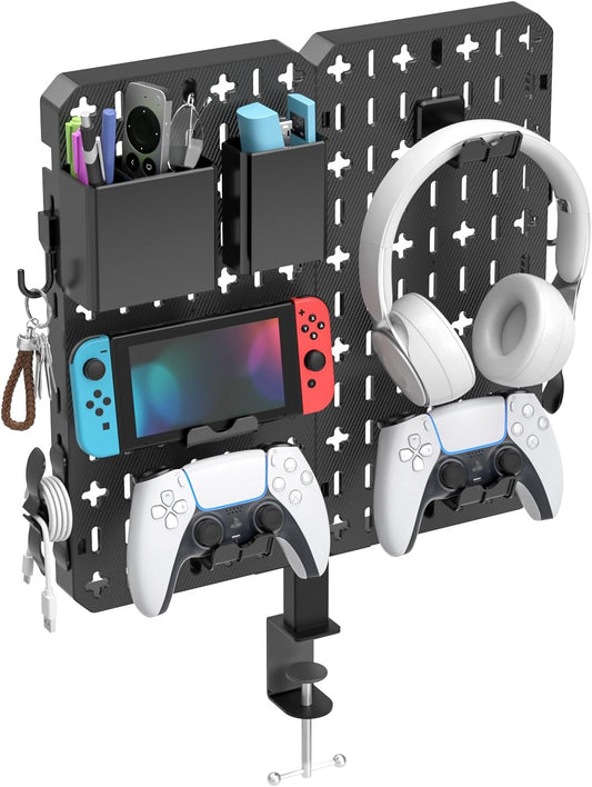 Transform Your Workspace with the Versatile 7-in-1 Clamp-On Desk Pegboard – Effortless Organization for Home and Office!