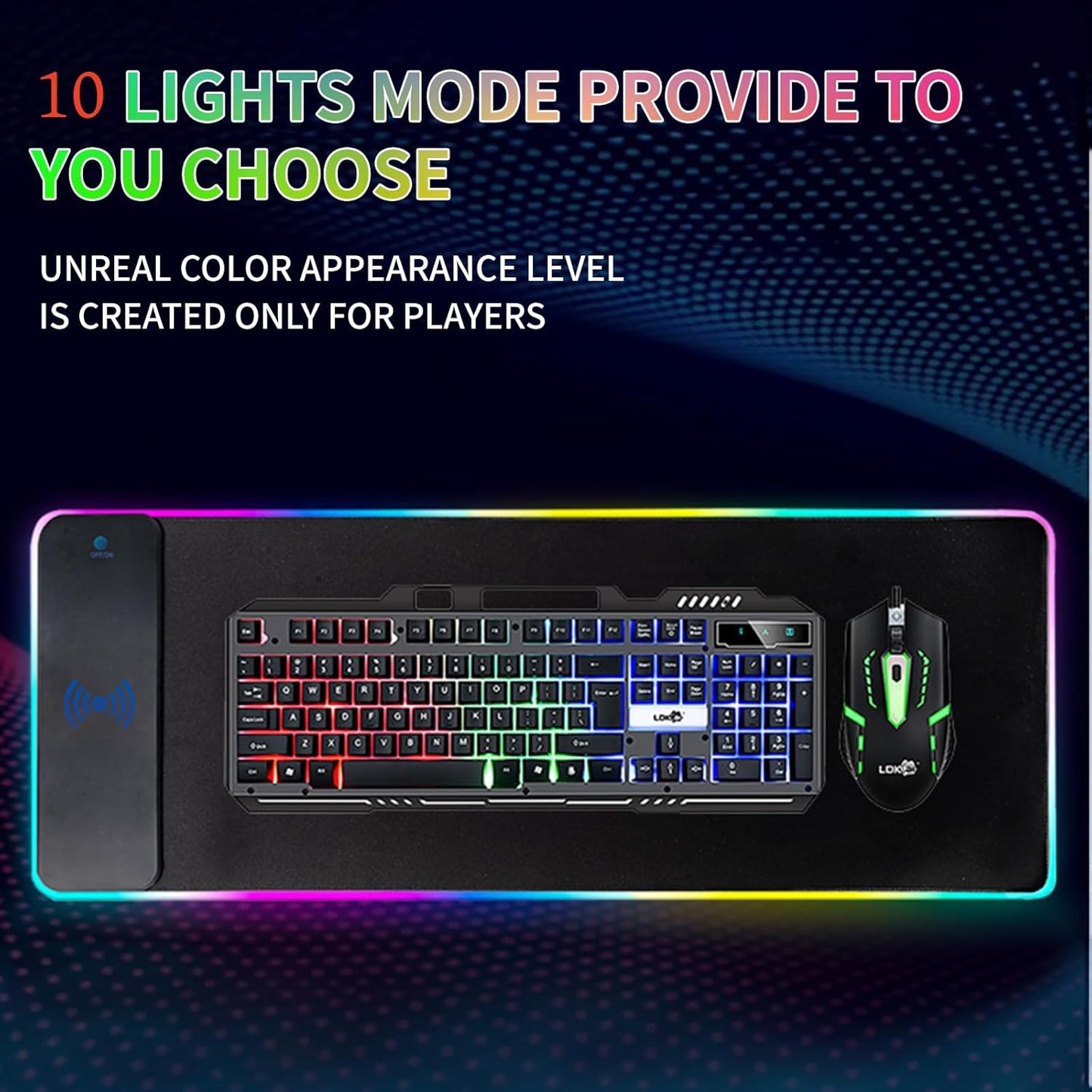 Elevate Your Gaming Experience with the RGB Gaming Mouse Pad - 15W Wireless Charging, 10 LED Light Modes, and Extra Large Surface for Ultimate Comfort