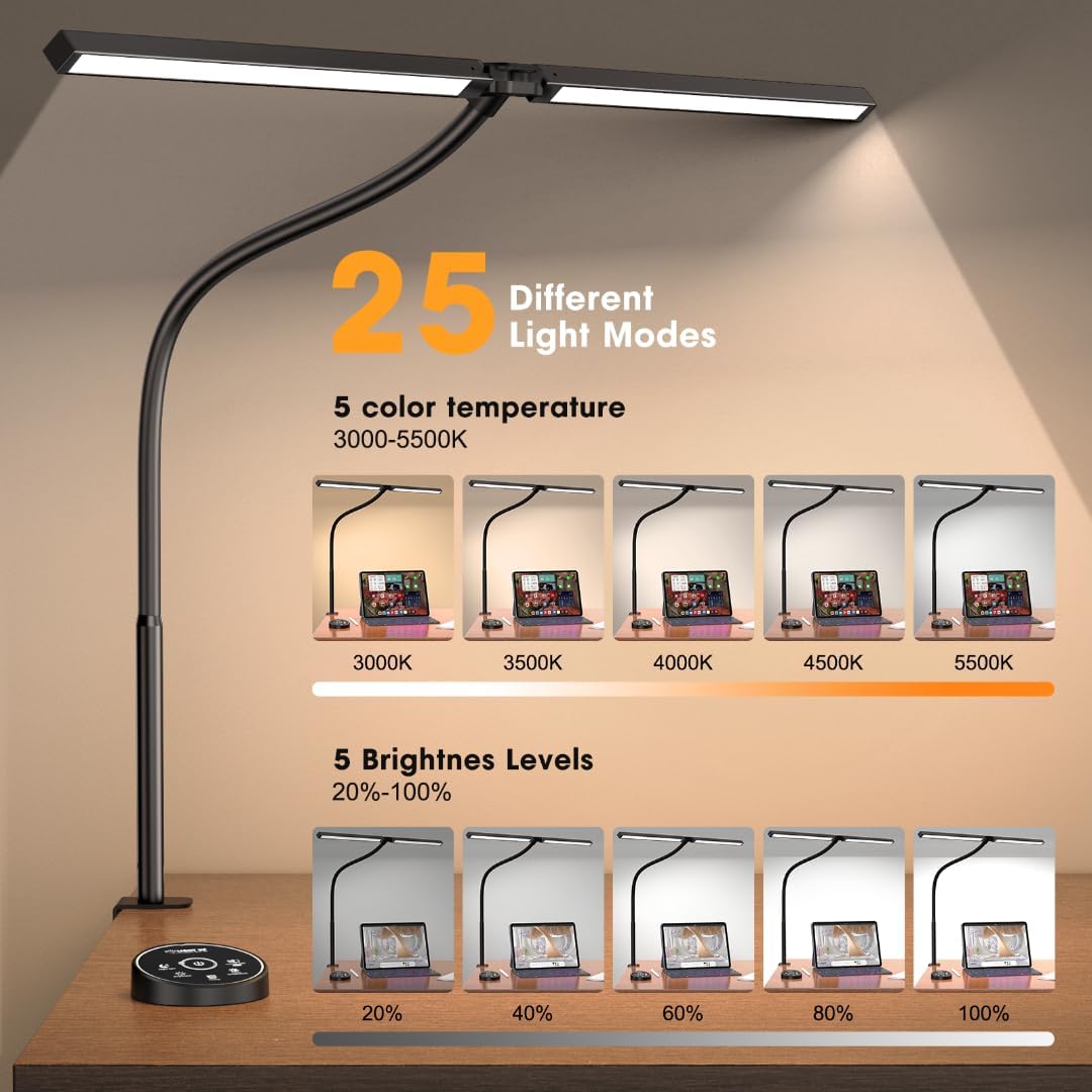 Transform Your Workspace with the Eye-Caring LED Desk Lamp - Adjustable, Remote-Controlled, and Perfect for Reading, Studying, and Crafting!