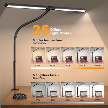 Transform Your Workspace with the Eye-Caring LED Desk Lamp - Adjustable, Remote-Controlled, and Perfect for Reading, Studying, and Crafting!