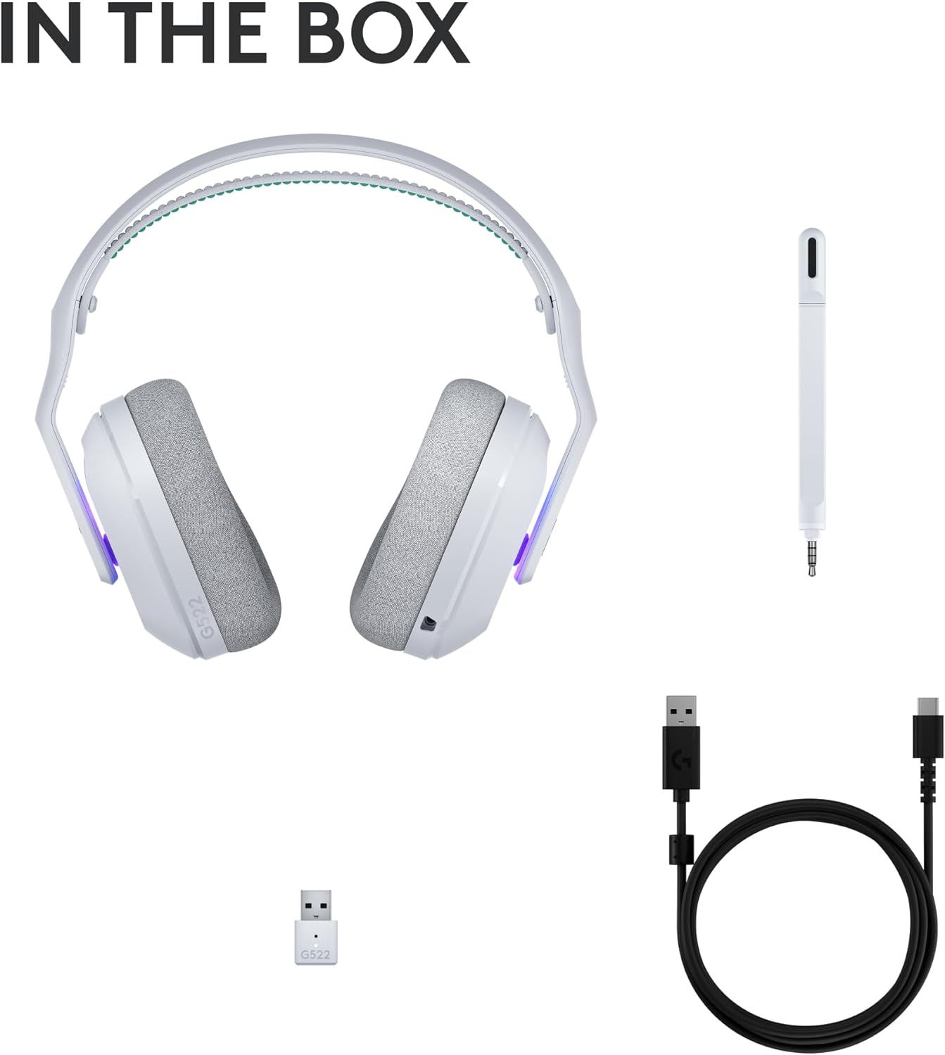 G522 LIGHTSPEED Wireless Gaming Headset - Unleash Your Game with Full-Band Mic, Advanced Audio, and Customizable LIGHTSYNC RGB for PC & Nintendo Switch - Sleek White Design