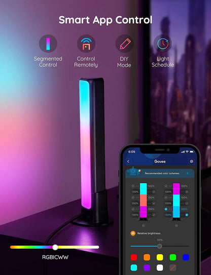 Transform Your Space with Smart LED Light Bars - RGBICWW Wifi Backlights Compatible with Alexa & Google Assistant for Ultimate Gaming and Room Ambiance