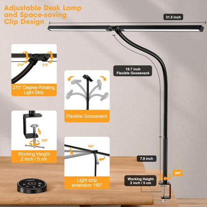 Transform Your Workspace with the Eye-Caring LED Desk Lamp - Adjustable, Remote-Controlled, and Perfect for Reading, Studying, and Crafting!