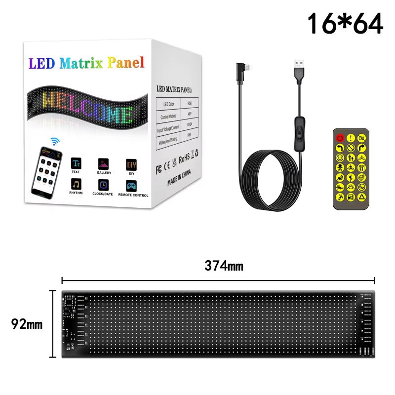 Transform Your Space with the RGB LED Car Sign - Programmable Bluetooth App-Controlled Matrix Panel for Creative Displays