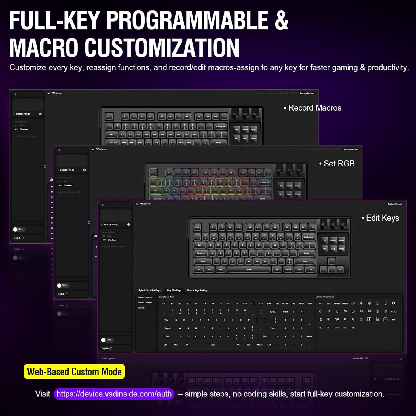 Elevate Your Game with the VSD K1 Pro Mechanical Keyboard - Fully Programmable, Custom LCD Keys & Knobs, RGB Backlighting, Perfect for Gaming and Streaming