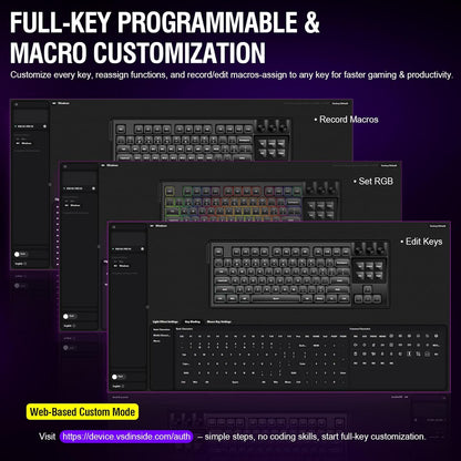 Elevate Your Game with the VSD K1 Pro Mechanical Keyboard - Fully Programmable, Custom LCD Keys & Knobs, RGB Backlighting, Perfect for Gaming and Streaming