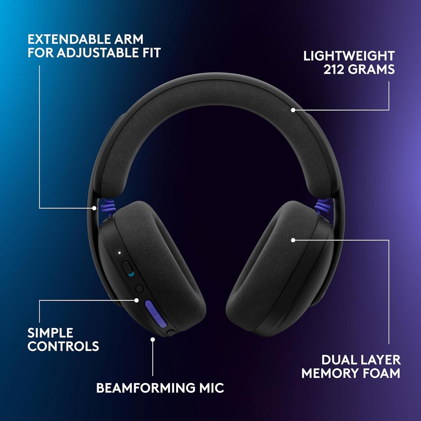 Logitech G325 LIGHTSPEED Wireless Gaming Headset - Immerse Yourself in 24-Bit Audio with All-Day Comfort, Built-In Noise-Cancelling Mic, and 24+ Hour Battery Life for PC, PS5, and Mobile Gaming.