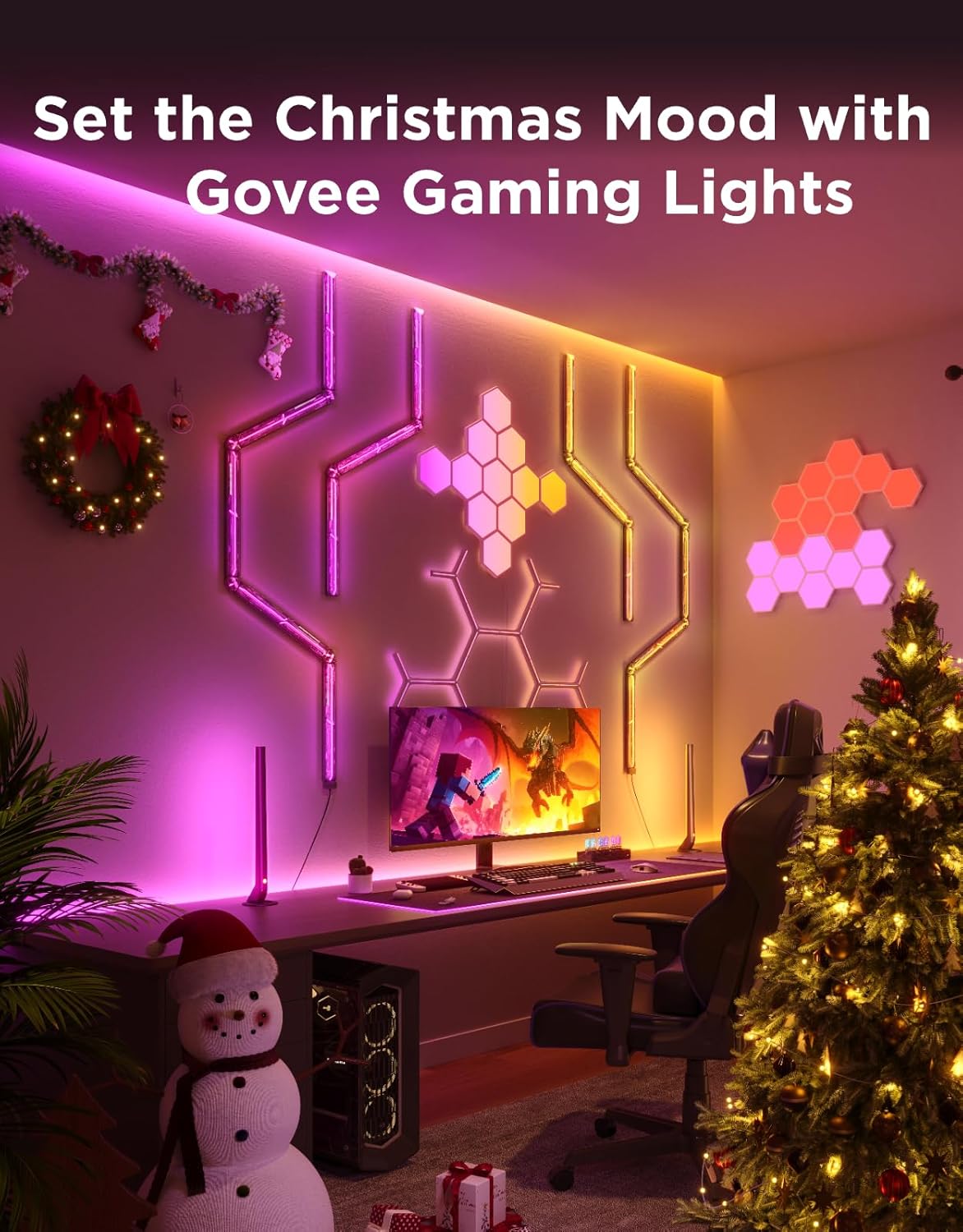 Enhance Your Gaming Experience with RGBIC Gaming Light Bars H6047 - Smart LED Lights with Music Sync and Over 60 Scene Modes, Compatible with Alexa & Google Assistant