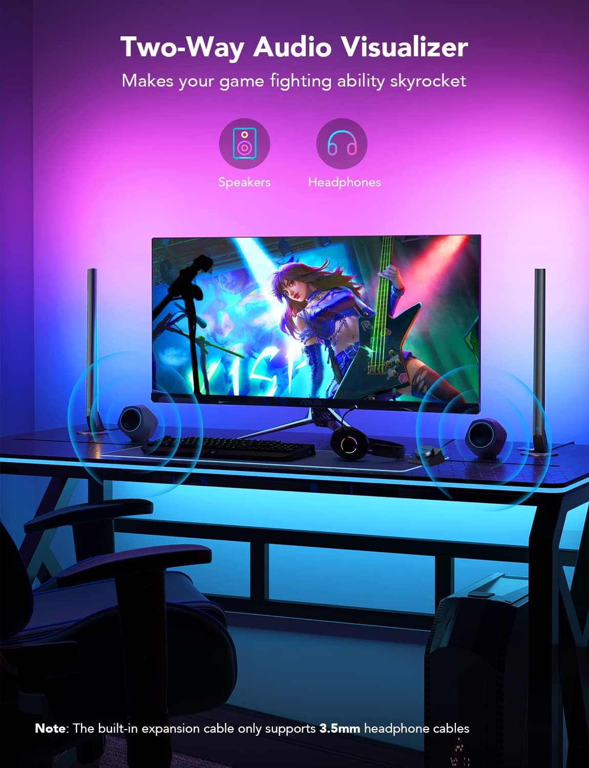 Enhance Your Gaming Experience with RGBIC Gaming Light Bars H6047 - Smart LED Lights with Music Sync and Over 60 Scene Modes, Compatible with Alexa & Google Assistant