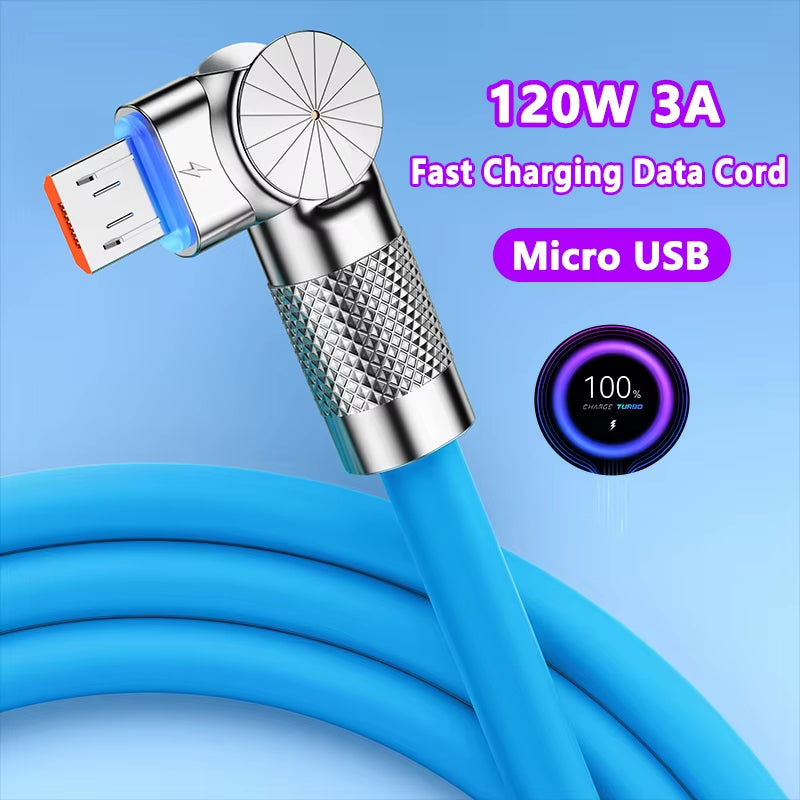 Experience Lightning-Fast Charging with the Micro USB 120W 3A Elbow Data Cable for Samsung Galaxy S7, S5, Xiaomi, and More!