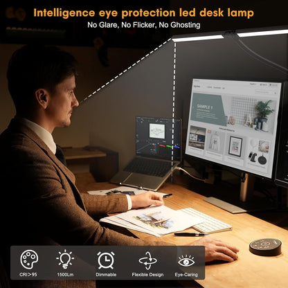 Transform Your Workspace with the Eye-Caring LED Desk Lamp - Adjustable, Remote-Controlled, and Perfect for Reading, Studying, and Crafting!