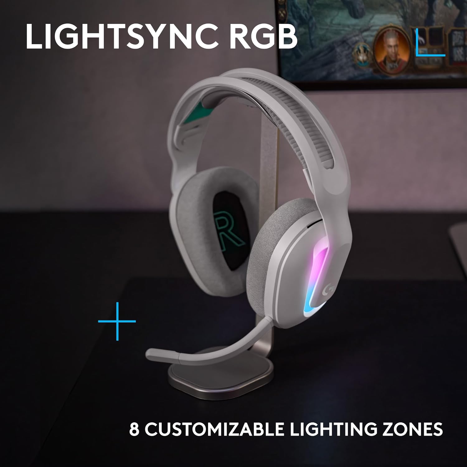 G522 LIGHTSPEED Wireless Gaming Headset - Unleash Your Game with Full-Band Mic, Advanced Audio, and Customizable LIGHTSYNC RGB for PC & Nintendo Switch - Sleek White Design