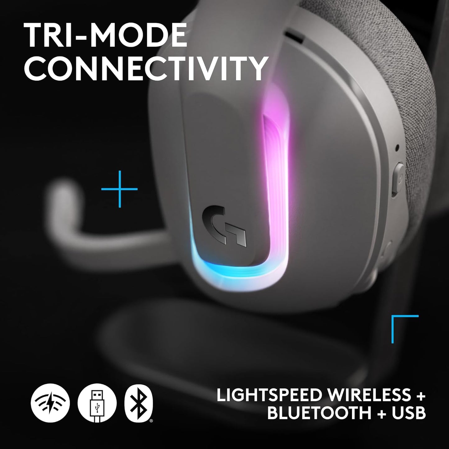 G522 LIGHTSPEED Wireless Gaming Headset - Unleash Your Game with Full-Band Mic, Advanced Audio, and Customizable LIGHTSYNC RGB for PC & Nintendo Switch - Sleek White Design