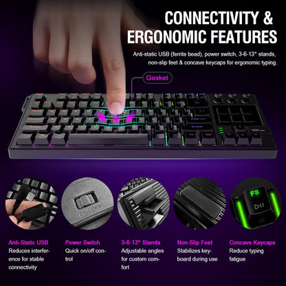 Elevate Your Game with the VSD K1 Pro Mechanical Keyboard - Fully Programmable, Custom LCD Keys & Knobs, RGB Backlighting, Perfect for Gaming and Streaming