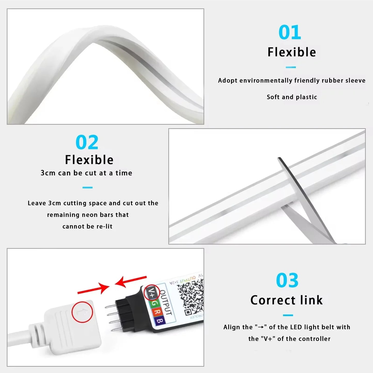 Vibrant RGB Neon LED Strip - Waterproof DIY Lighting for Home Decor with Tuya App Control