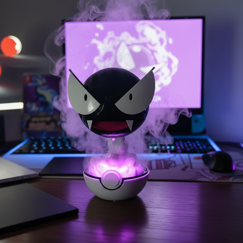 Transform Your Space with the Anime Gastly Humidifier - A Unique Pokemon Water Replenishing Spray Desktop Air Purifier and LED Lamp for Indoor Ambiance!