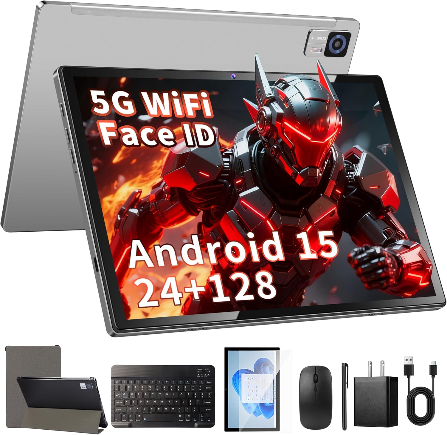 Experience Ultimate Versatility with the 10-Inch Android 15 Tablet - 24GB RAM, 128GB Storage, and Included Keyboard for Effortless Productivity
