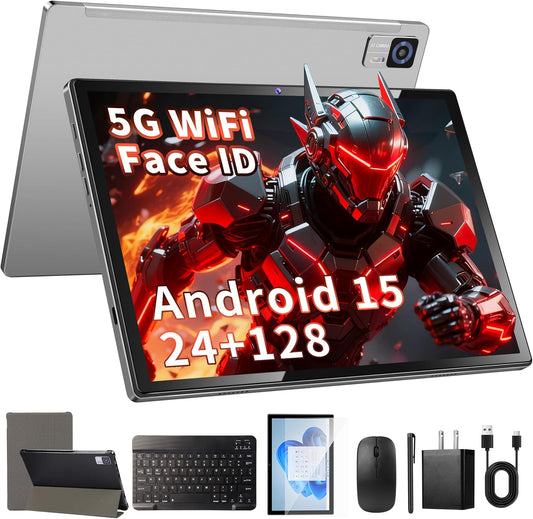 Experience Ultimate Versatility with the 10-Inch Android 15 Tablet - 24GB RAM, 128GB Storage, and Included Keyboard for Effortless Productivity