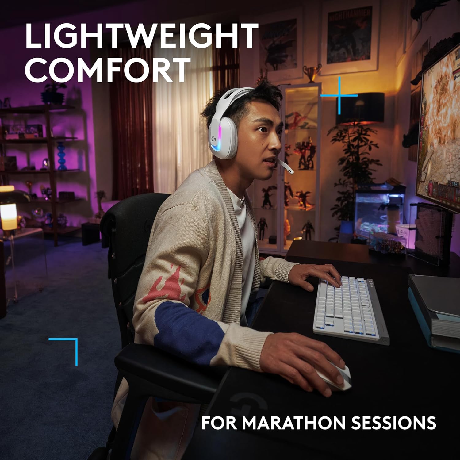 G522 LIGHTSPEED Wireless Gaming Headset - Unleash Your Game with Full-Band Mic, Advanced Audio, and Customizable LIGHTSYNC RGB for PC & Nintendo Switch - Sleek White Design