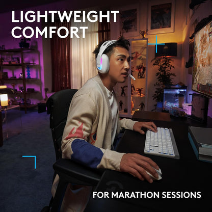 G522 LIGHTSPEED Wireless Gaming Headset - Unleash Your Game with Full-Band Mic, Advanced Audio, and Customizable LIGHTSYNC RGB for PC & Nintendo Switch - Sleek White Design