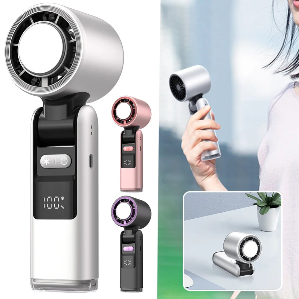 Experience Ultimate Cooling Anywhere with the 100 Turbos Chilled Ice Sensation Mini Turbo Speed Fan - USB Powered, Perfect for Outdoor Adventures, Office, and Dorm!