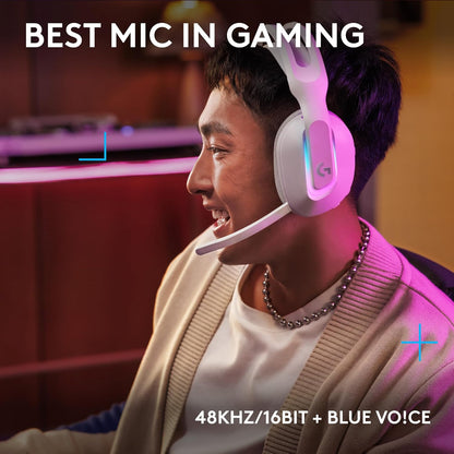 G522 LIGHTSPEED Wireless Gaming Headset - Unleash Your Game with Full-Band Mic, Advanced Audio, and Customizable LIGHTSYNC RGB for PC & Nintendo Switch - Sleek White Design