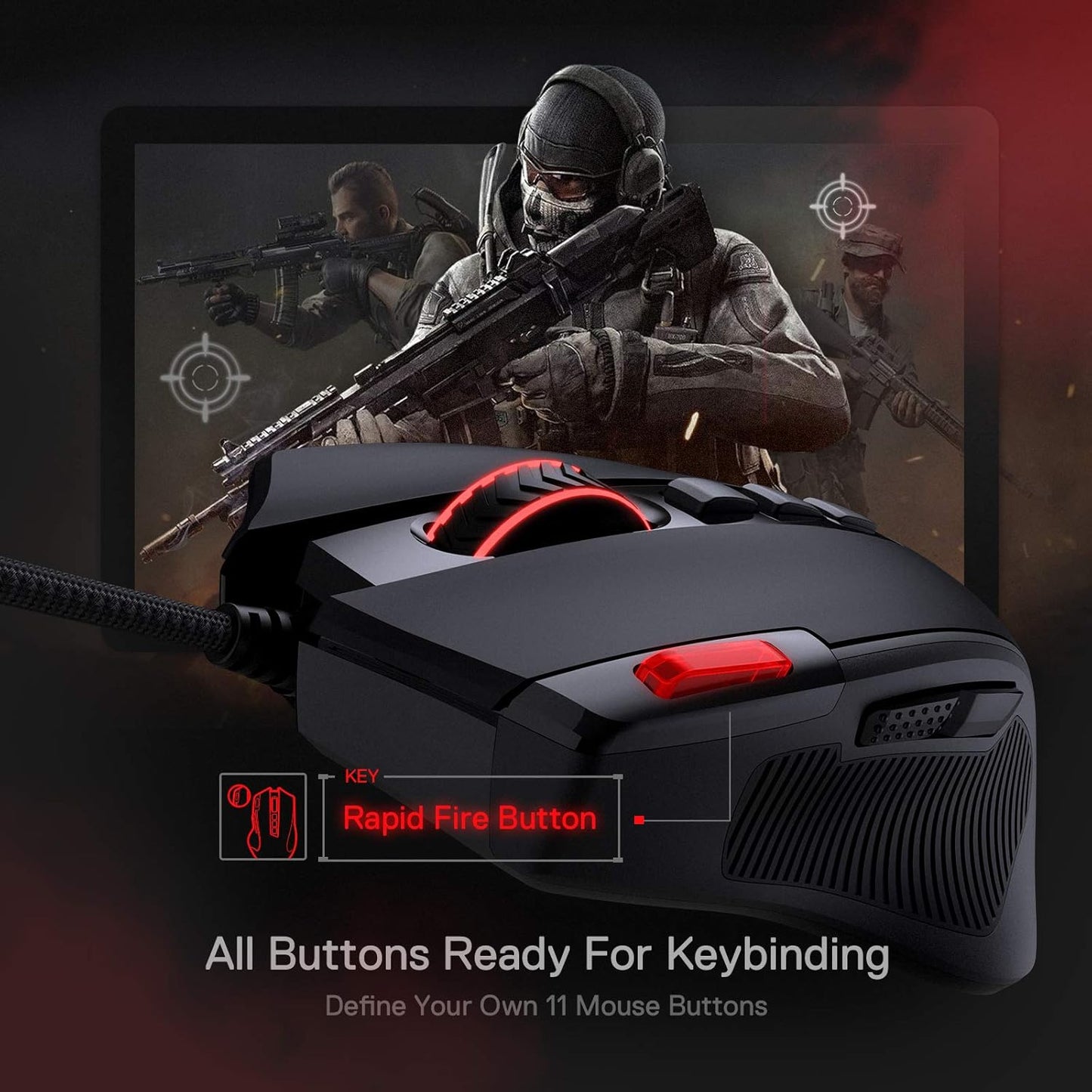 Unleash Your Gaming Potential with the M612 Predator RGB Wired Optical Mouse - 8000 DPI, 11 Programmable Buttons, and 5 Dynamic Backlit Modes!