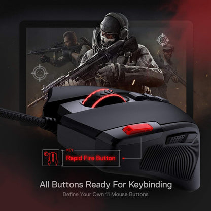 Unleash Your Gaming Potential with the M612 Predator RGB Wired Optical Mouse - 8000 DPI, 11 Programmable Buttons, and 5 Dynamic Backlit Modes!