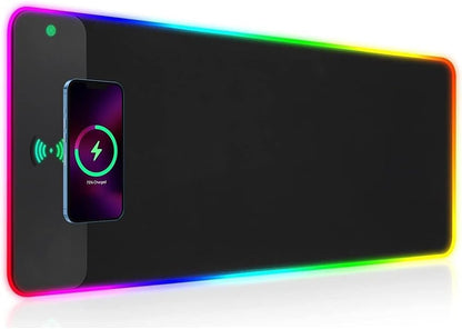 Elevate Your Gaming Experience with the RGB Gaming Mouse Pad - 15W Wireless Charging, 10 LED Light Modes, and Extra Large Surface for Ultimate Comfort
