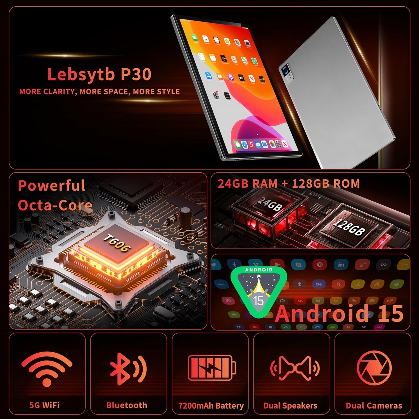 Experience Ultimate Versatility with the 10-Inch Android 15 Tablet - 24GB RAM, 128GB Storage, and Included Keyboard for Effortless Productivity