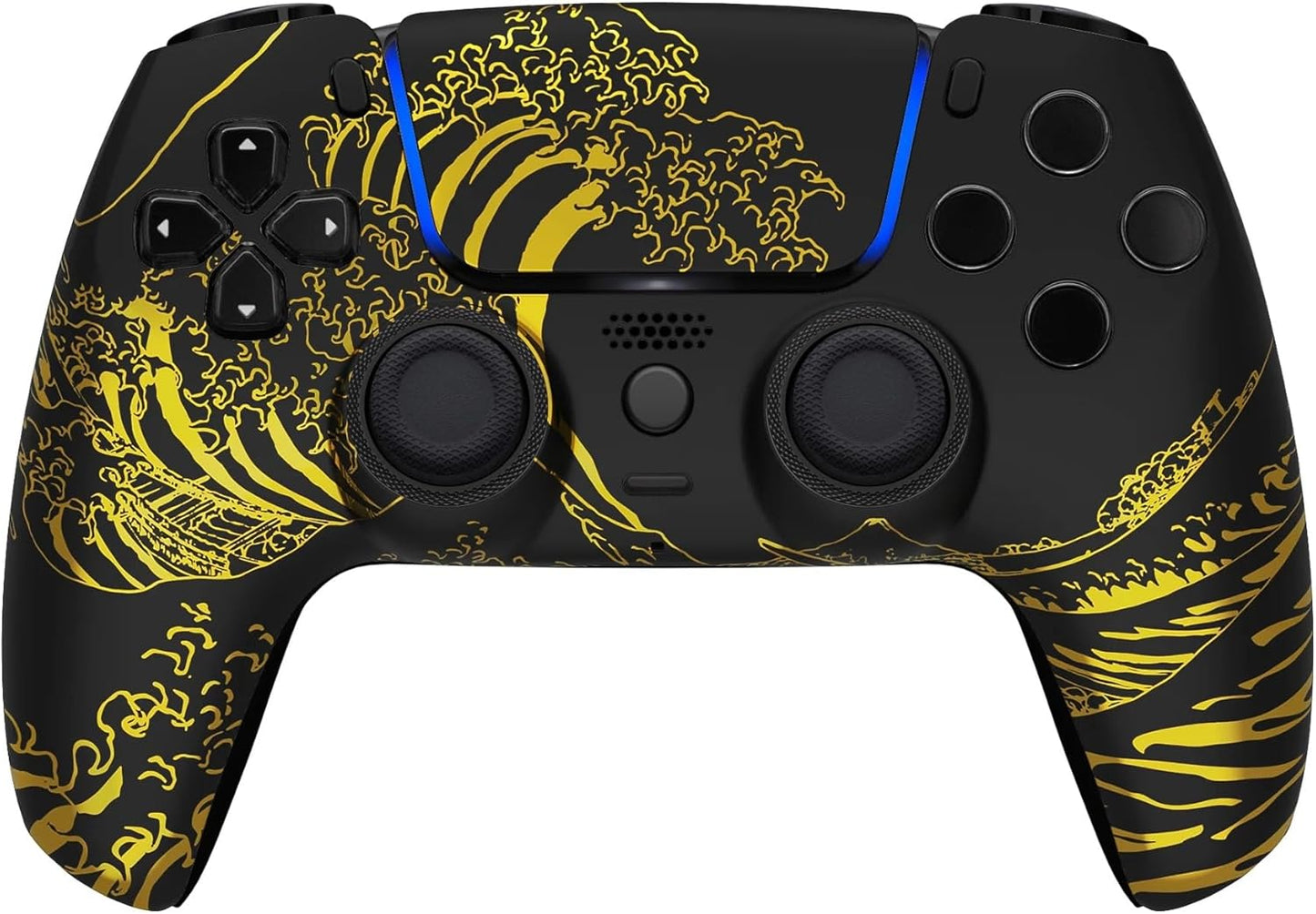 Unleash Your Gaming Potential with the Golden Waves Wireless Controller for PS5 - Custom Designs Available!