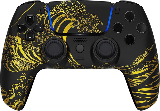 Unleash Your Gaming Potential with the Golden Waves Wireless Controller for PS5 - Custom Designs Available!